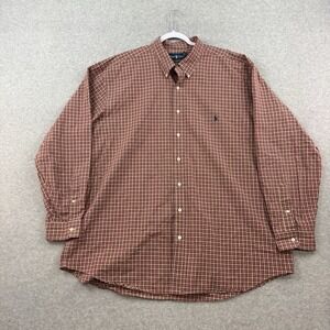 Polo Ralph Lauren Shirt Mens 2XB Brown Green Plaid Button Front Long Sleeve